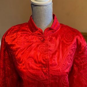 Red Satin Jacket - Holiday Top - Fancy - Plus